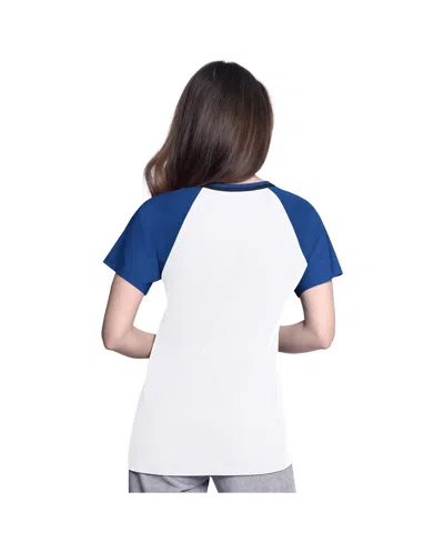 G-iii 4her By Carl Banks Women's White/royal Toronto Blue Jays Ball Park Raglan V-neck T-shirt In Multi