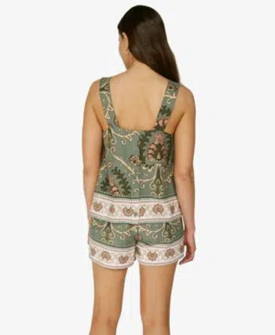 Sanctuary Womens Button Front Relaxed Tank Top Spring Breaker Border Print Shorts