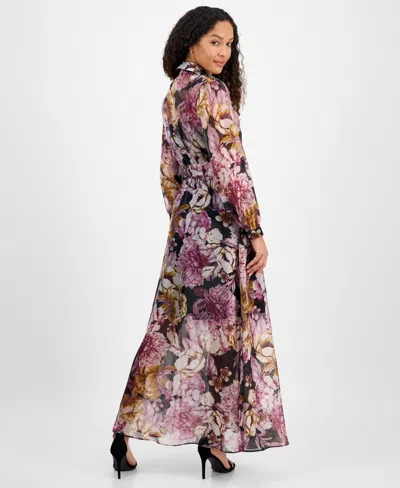 Julia Jordan Women's Printed Button-front Organza Maxi Dress