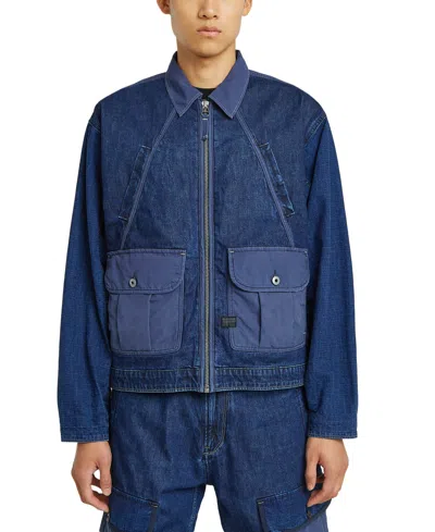 G-star Raw Men's Mixed Media Zipper Coach Jacket In Blue