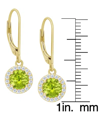 Macy's Peridot (1 Ct. T.w.) & Lab Grown White Sapphire (1/5 Ct. T.w.) Halo Drop Earrings In 14k Gold Over S