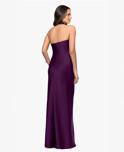 Betsy & Adam Women's Solid-color Knot-front Long Halter Dress