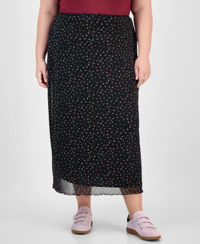 Hippie Rose Trendy Plus Size Pull-on Mesh Midi Skirt