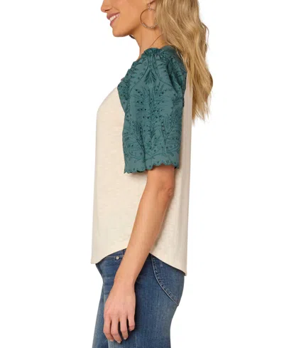 Democracy Women's Embroidered Puff-sleeve Top