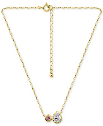 Giani Bernini Black & White Cubic Zirconia Round & Pear Two Stone Pendant Necklace, 16" + 2" Extender, Exclusively
