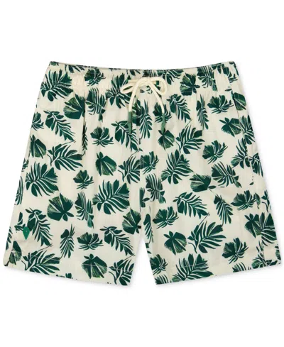 Sunset And Vines Men's Leaf-print Woven Swim Trunks