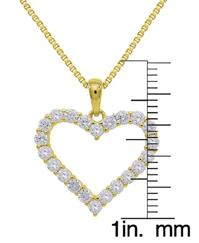 Macy's Lab Grown White Sapphire Open Heart 18" Pendant Necklace (1-1/3 Ct. T.w.) In 14k Gold-plated Sterlin