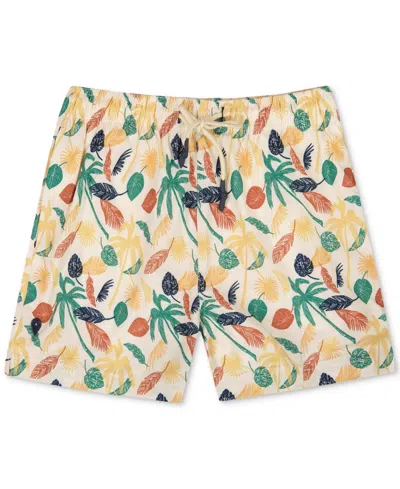 Sunset And Vines Men's Leaf-pattern Woven Swim Trunks