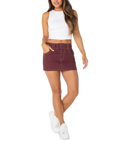 Celebrity Pink Juniors' Double-button Contrast-stitch Mini Skirt In Black