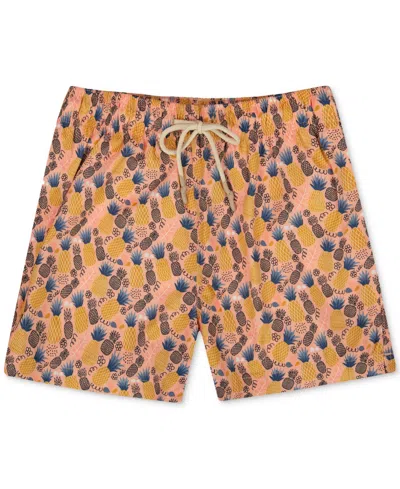Sunset And Vines Men's Pineapple-pattern Woven Swim Trunks