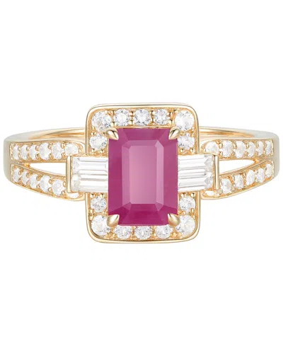 Macy's Ruby (1 Ct. T.w.) & Diamond (3/8 Ct. T.w.) Halo Link Ring In 10k Gold