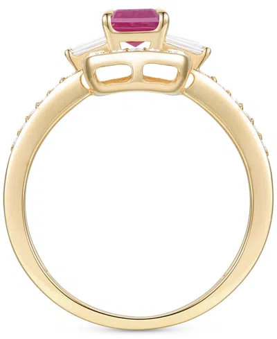 Macy's Ruby (1 Ct. T.w.) & Diamond (3/8 Ct. T.w.) Halo Link Ring In 10k Gold