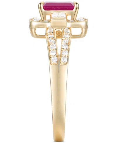 Macy's Ruby (1 Ct. T.w.) & Diamond (3/8 Ct. T.w.) Halo Link Ring In 10k Gold