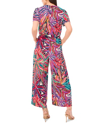 Vince Camuto Floral Short Sleeve Wide Leg Jumpsuit In Multi