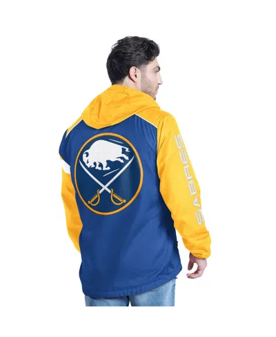 G-iii Sports By Carl Banks Men's Royal/gold Buffalo Sabres Lateral Half-zip Hoodie In Multi