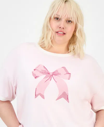Hippie Rose Trendy Plus Crewneck Bow T-shirt