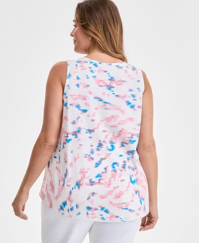 Macy's Style & Co Plus Size V-neck Printed Perfect Tank Top, Exclusively At  In Pink