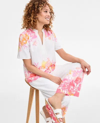 Jm Collection Women's Printed Linen-blend Pants, Exclusively At Macy's