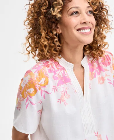 Jm Collection Women's Printed Linen-blend Pants, Exclusively At Macy's