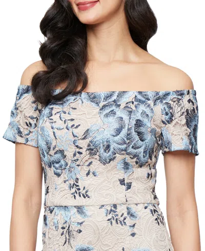 Alex Evenings Women's Off-the-shoulder Lace A-line Dress In Blue