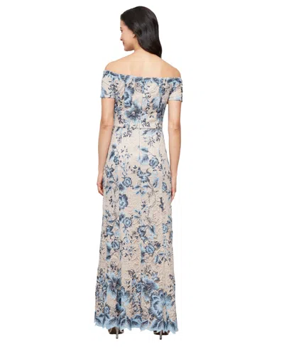 Alex Evenings Women's Off-the-shoulder Lace A-line Dress In Blue
