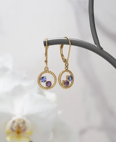 Macy's Tanzanite (1/4 Ct. T.w.) & Rose De France Amethyst (1/5 Ct. T.w.) Circle Drop Earrings In 14k Gold-p