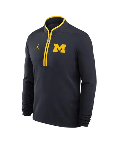 Jordan Men's Navy Michigan Wolverines Victory Half-zip Sweatshirt In Black
