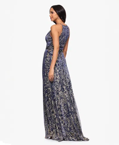 Betsy & Adam Women's Sleeveless Metallic Halter Dress