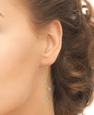 Macy's Lab Grown White Sapphire Pear Bezel Linear Drop Earrings (1-3/4 Ct. T.w.) In 14k Gold-plated Sterlin