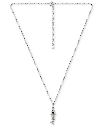 Giani Bernini Cubic Zirconia Fishbone Pendant Necklace, 16" + 2" Extender, Exclusively At Macy's