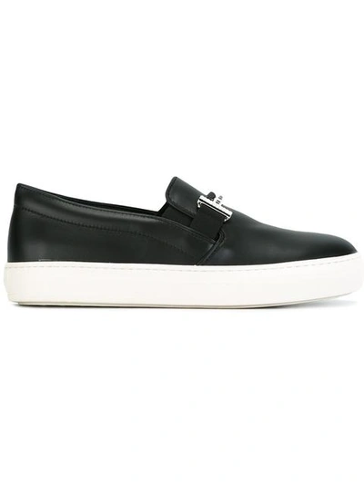 Tod's Leather Double-t Bit Strap Slip-on Sneaker, Black
