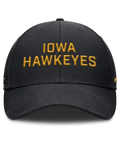 Nike Men's Black Iowa Hawkeyes Rise Practice Adjustable Hat In Black