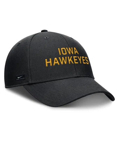 Nike Men's Black Iowa Hawkeyes Rise Practice Adjustable Hat In Black