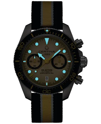Certina Men's Swiss Automatic Chronograph Ds Action Multicolor Nylon Strap Watch 45mm