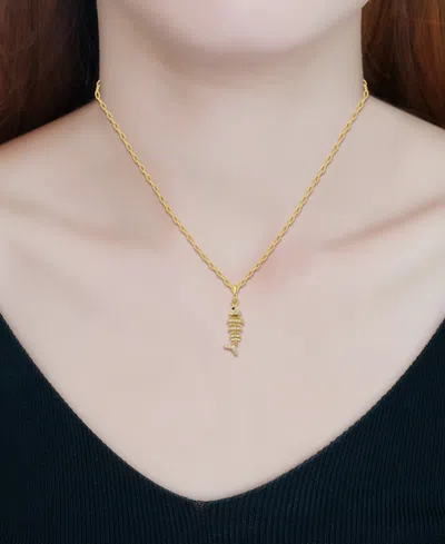Giani Bernini Cubic Zirconia Fishbone Pendant Necklace, 16" + 2" Extender, Exclusively At Macy's
