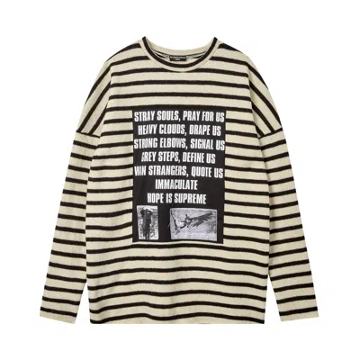 Pre-owned Raf Simons Redux Striped Sweater With Patches 'off White/black'