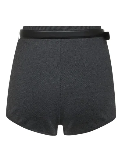 Self-portrait Grey Belted Shorts With Two Front Patch Pockets In Gray