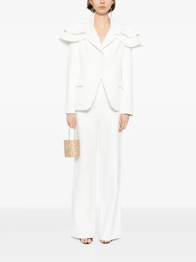 Saiid Kobeisy Floral Tailored Pants In White
