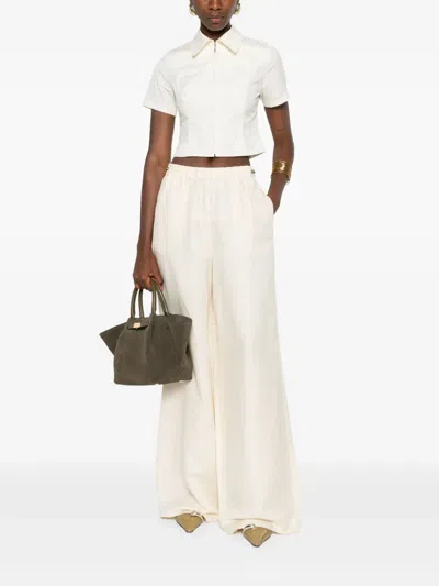 Max Mara Linen-blend Wide-leg Trousers In Neutral