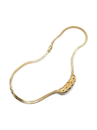 Pre-owned Dior 1980s Herringbone Chain Necklace Set In Gold