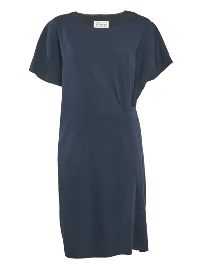 Pre-owned Maison Margiela Rib-knit Trim Dress In Blue
