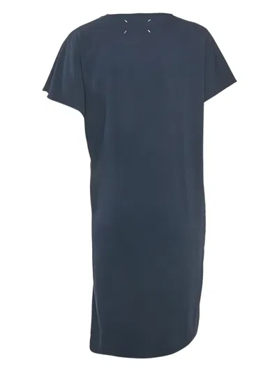 Pre-owned Maison Margiela Rib-knit Trim Dress In Blue