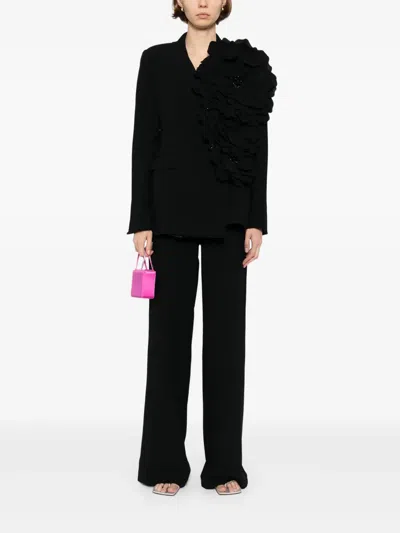 Saiid Kobeisy Floral Tailored Pants In Black