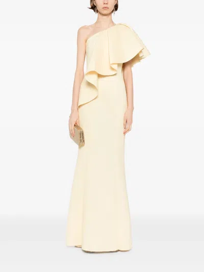 Saiid Kobeisy Ruffled Scuba Dress In Neutral