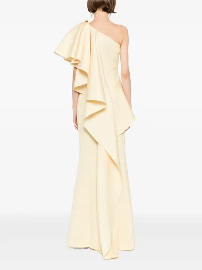 Saiid Kobeisy Ruffled Scuba Dress In Neutral