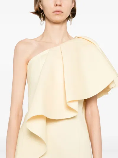Saiid Kobeisy Ruffled Scuba Dress In Neutral