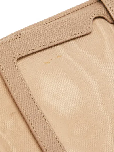 Pre-owned Valentino Garavani Leather Logo-plaque Clutch Bag In Neutral