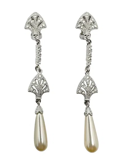 Pre-owned Dior 2000s Crystal Pearl Earrings