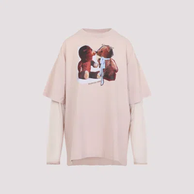 Acne Studios Pink Violet Layered T-shirt With Print In Pink