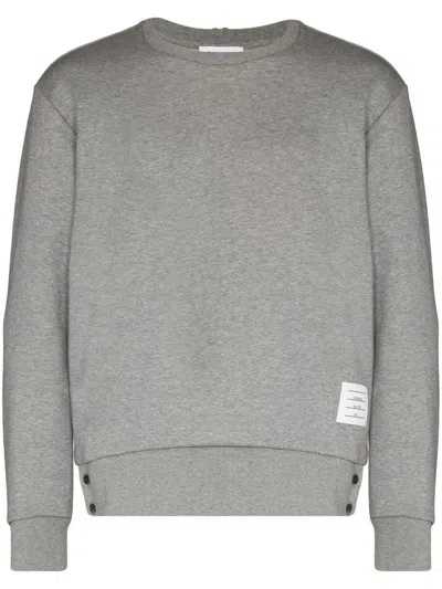 Thom Browne Center-back Stripe Jersey Pullover In Gray
